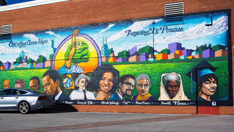 Outdoor photo of wall art